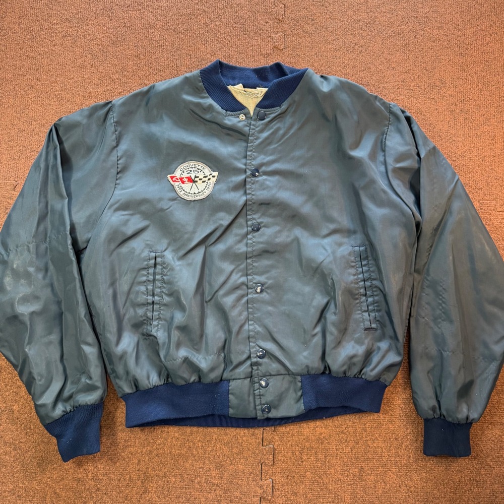 Vintage West Wind Corvette 25th Anniversary Jacket Mens Large Blue Bomber 1978
